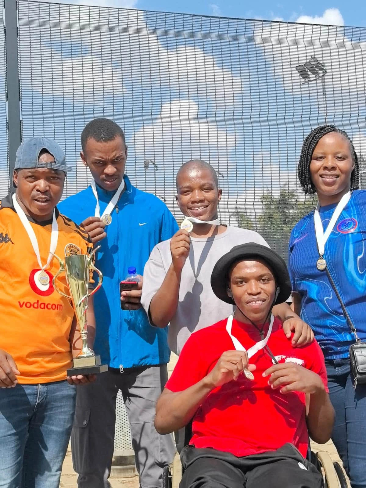 Members of the school community celebrating the basketball championship. Photo: Ithembelihle LSEN School. Posted 2026-10-13.