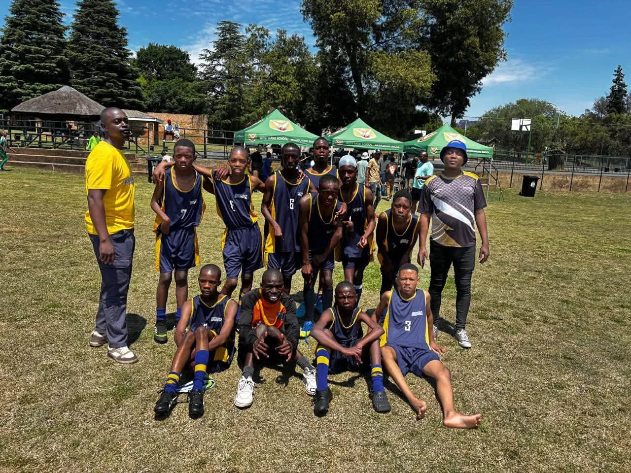 Players and coaches together at the CP soccer league.